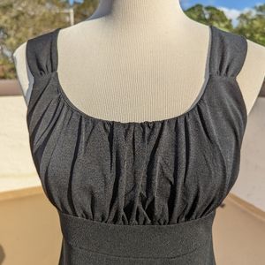 Ann Taylor Black Sleeveless Gathered Bodice Top